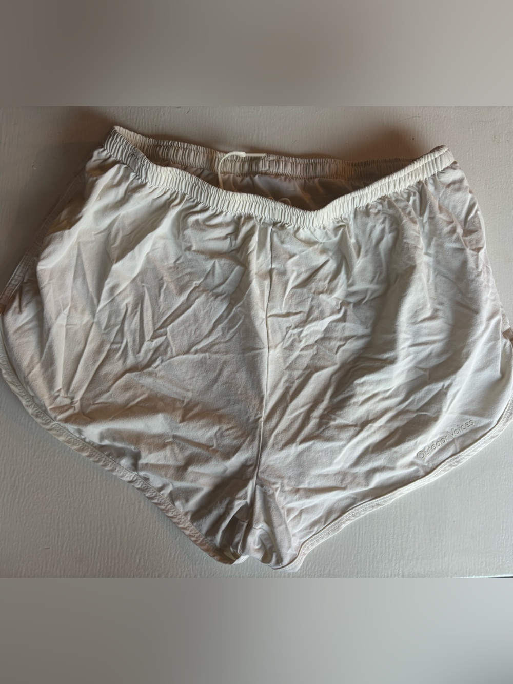 Outdoor Voices Cream Drawstring Athletic Shorts